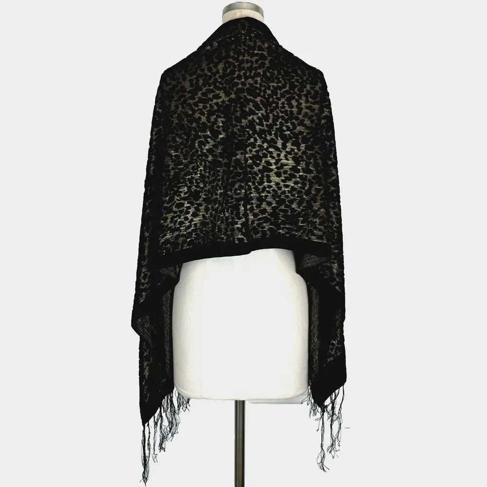 Chico's Additions Velvet‎ Burnout Scarf Black Gold Whimsy Goth Witchy